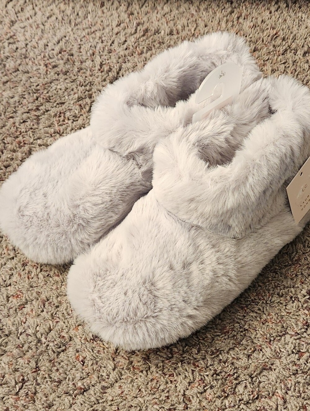 LC Lauren Conrad Plush Faux Fur Slip-On Slippers - Light Gray
